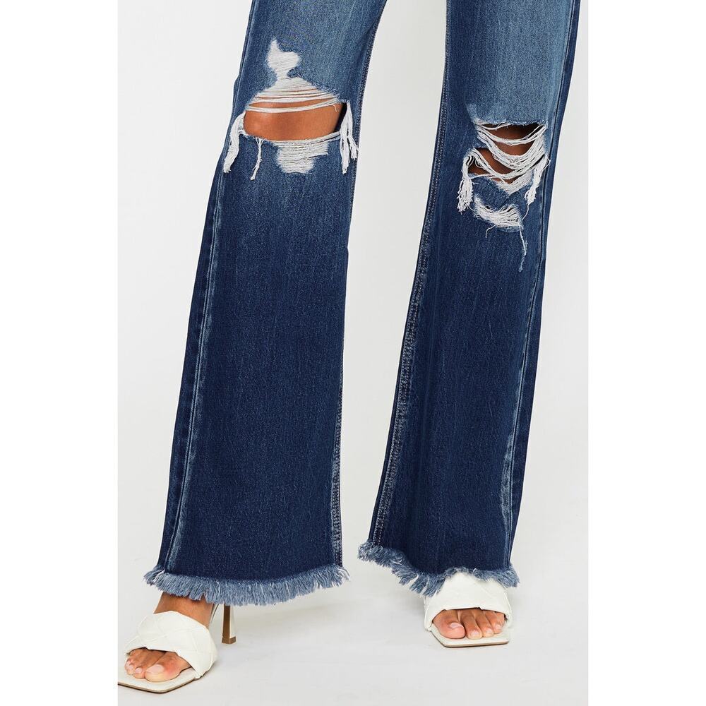 NWT KanCan Jules Ultra High Rise 90's Flare Distressed Jeans Size 27 Grunge - Picture 2 of 9